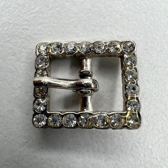 Silver Tone Rhinestone Simple Basic Small Belt Buckle - Picture 1 of 4